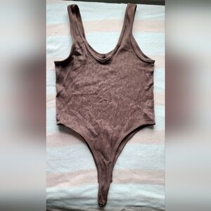 Brown Ribbed Bodysuit